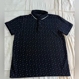 Casual Black Polo with White Dots